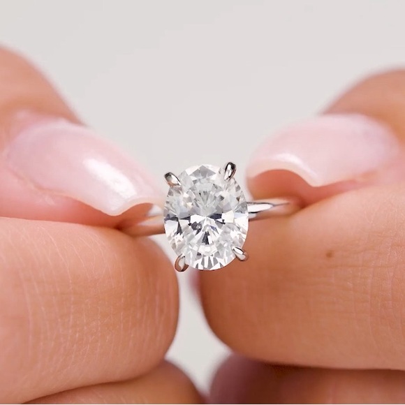 SOLD $210 3 Carat Oval Simulated Diamond .925 Sterling Silver with Hidden Halo - Picture 2 of 12